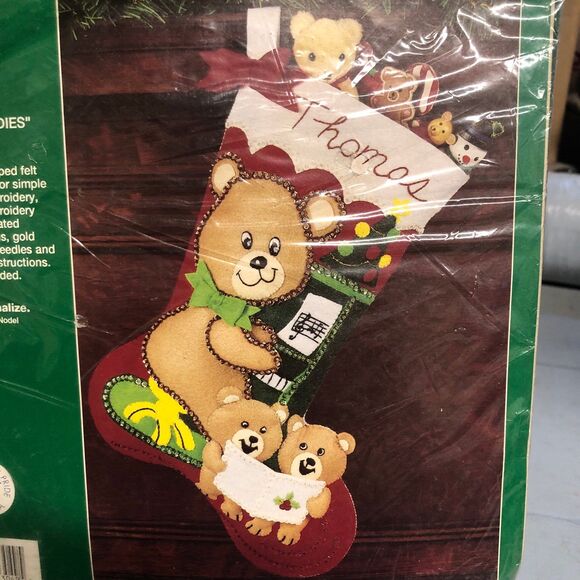 Bucilla “Ragtime Teddies” 15” Felt Stocking Kit, Christmas Craft, Holiday kit - Picture 2 of 8